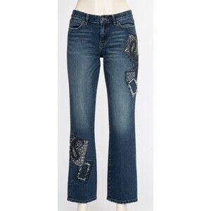 Lauren Jeans Co Ralph Lauren Patchwork Paisley Straight Leg Jeans Womens 8 Boho
